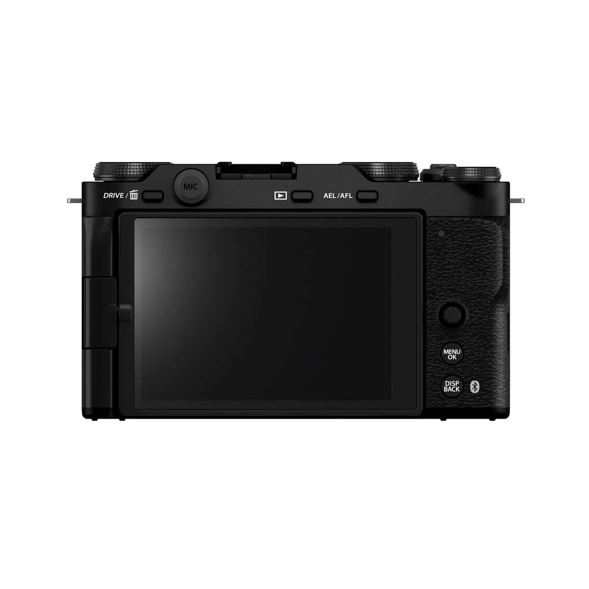 Fujifilm X-M5 mit großem Display und Bedienelementen.