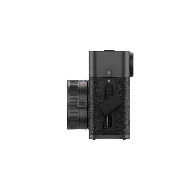 Fujifilm X-HF1 Kamera in Anthrazit, seitliche Ansicht mit Fokus auf Design.